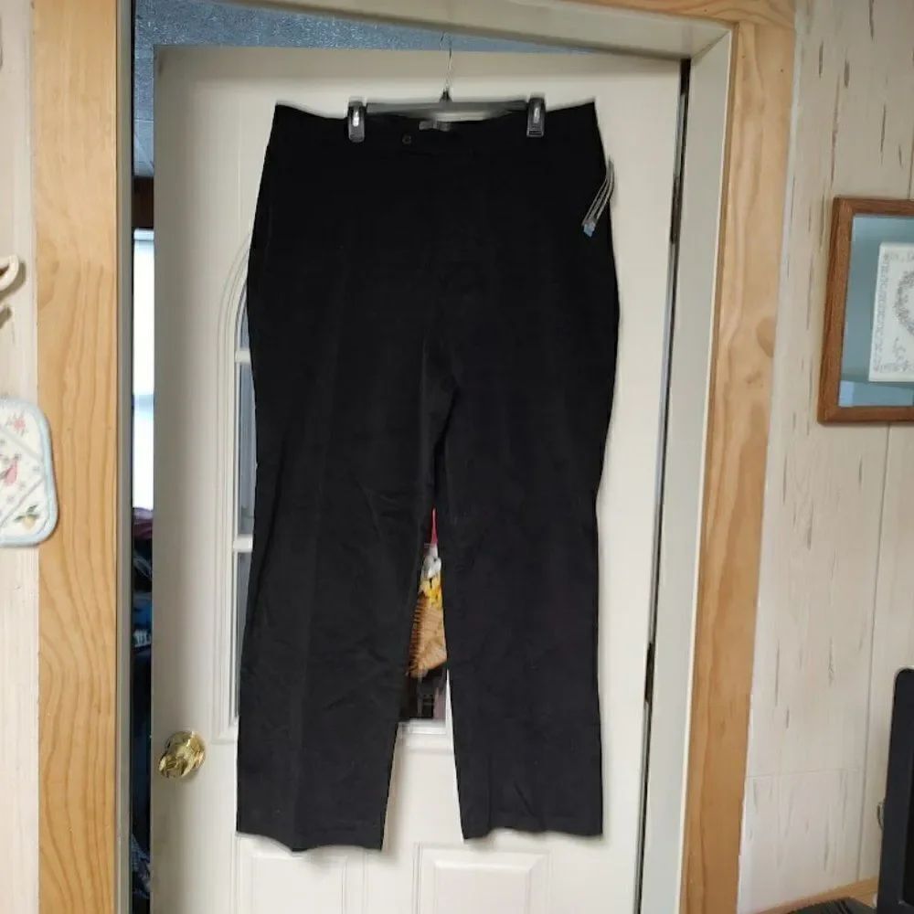 New Briggs New York Black Corduroy Look  Stretch Waistband Pants Women's 20W